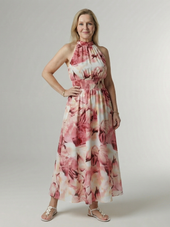 Fátima | Vestido Midi Franzido com Decote Halter