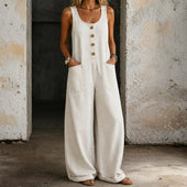 Vânia - Macacão de Algodão Denim Vintage Lavado
