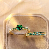 Serena Smaragd-Duo Ring-Set | Gold