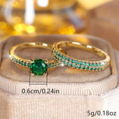 Serena Smaragd-Duo Ring-Set | Gold