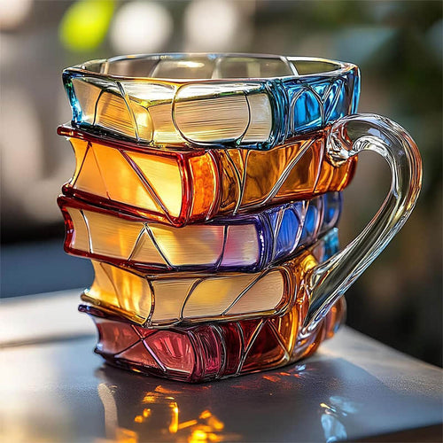 Caneca Pilha de Livros 3D