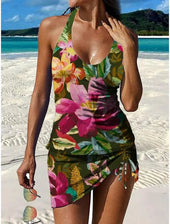 Filipa - Tankini gráfico floral com calções, efeito barriga plana
