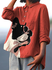 Eva - Camisa de Padrão Decorativo de Bulldog Francês