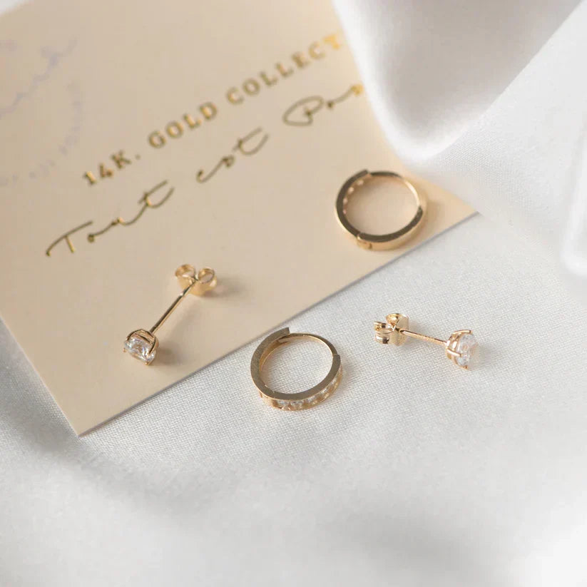 Stein-Ohrringe-Set Dara Brillane | Gold