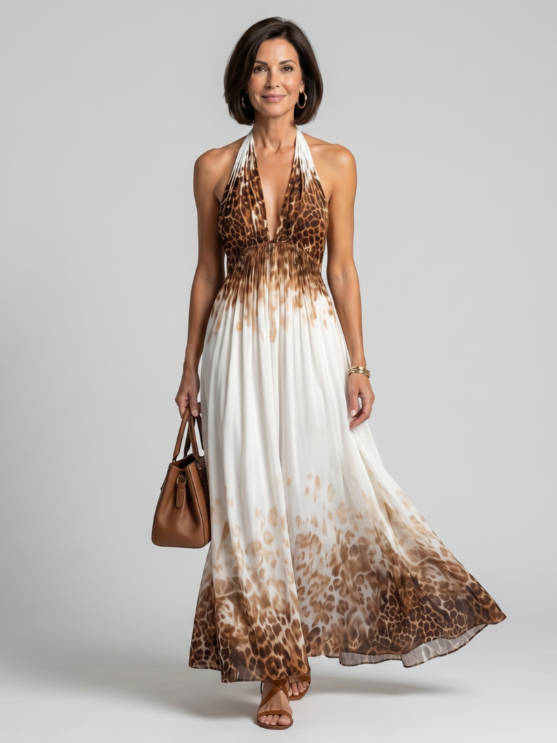 Sofia | Vestido Comprido Fluido com Decote Halter