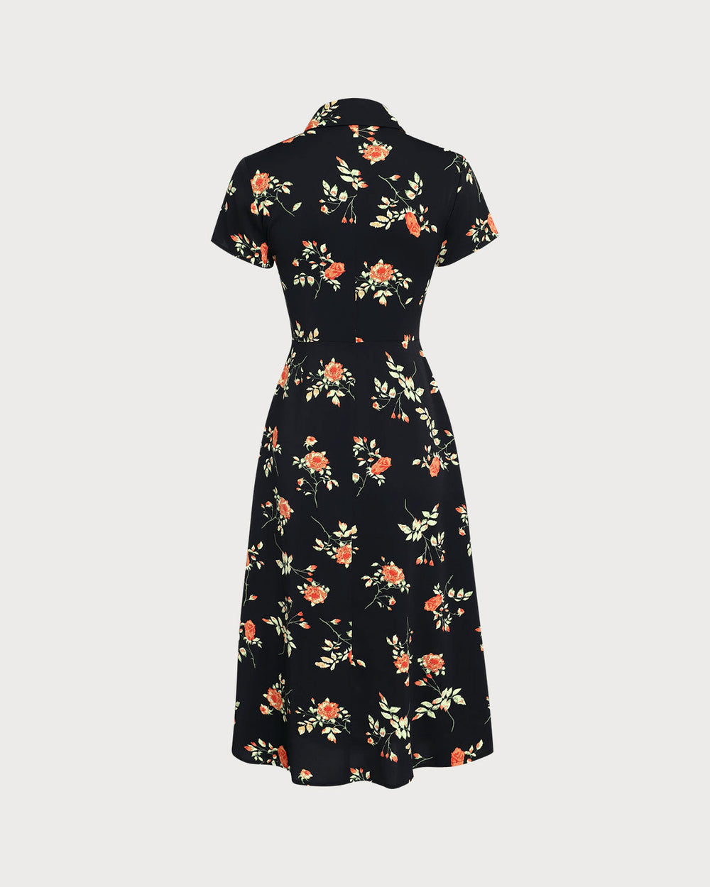 Glória - Vestido Midi Preto Floral