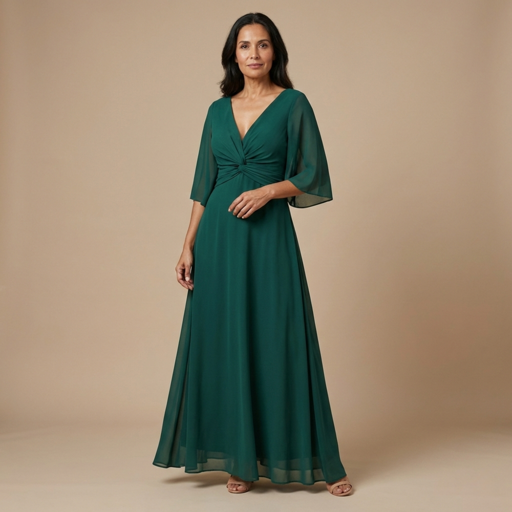 Lúcia - Vestido de chiffon com decote em V