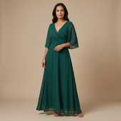 Lúcia - Vestido de chiffon com decote em V