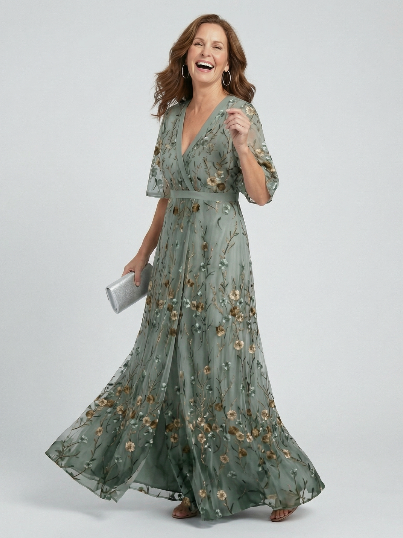 Rosalina | Vestido Comprido Floral com Decote em V