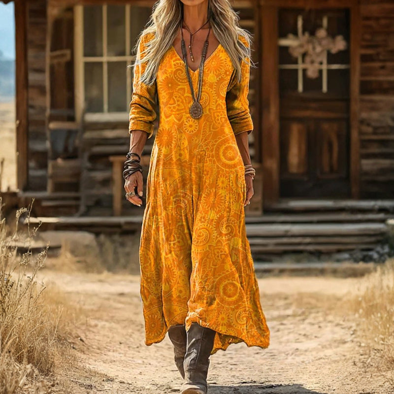 Maria - Vestido Casual de Manga Longa com Inspiração Vintage
