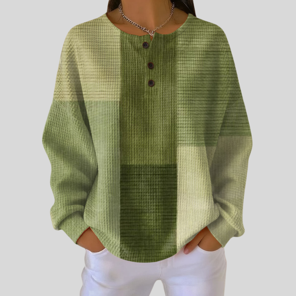 Glória | Top Henley em Tons de Verde