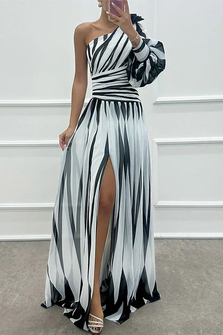Adelaide | Vestido Comprido Fluido de Um Ombro