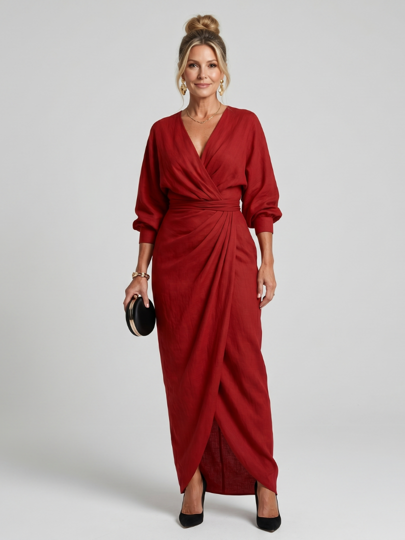 Sónia | Vestido Midi Traçado Drapeado