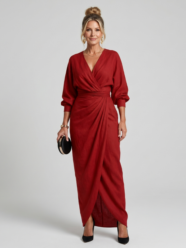 Sónia | Vestido Midi Traçado Drapeado