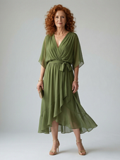 Mirela | Vestido Midi Suavemente Drapeado