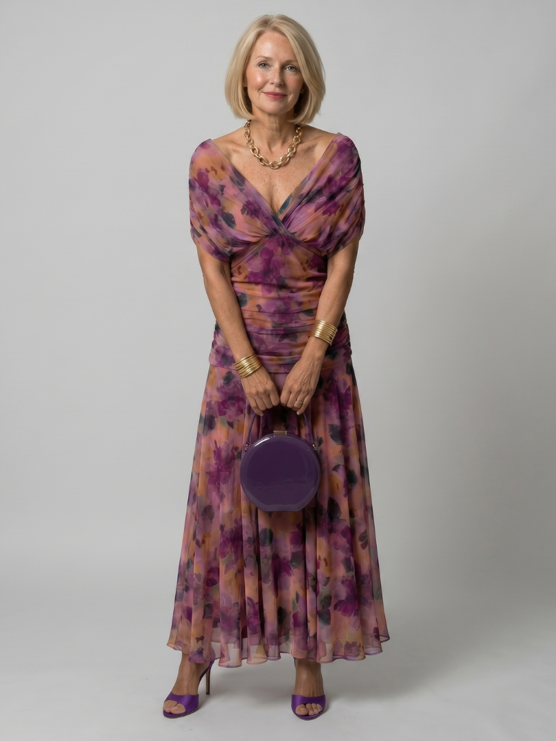 Aurora | Vestido Midi Fluido com Ombros Descobertos