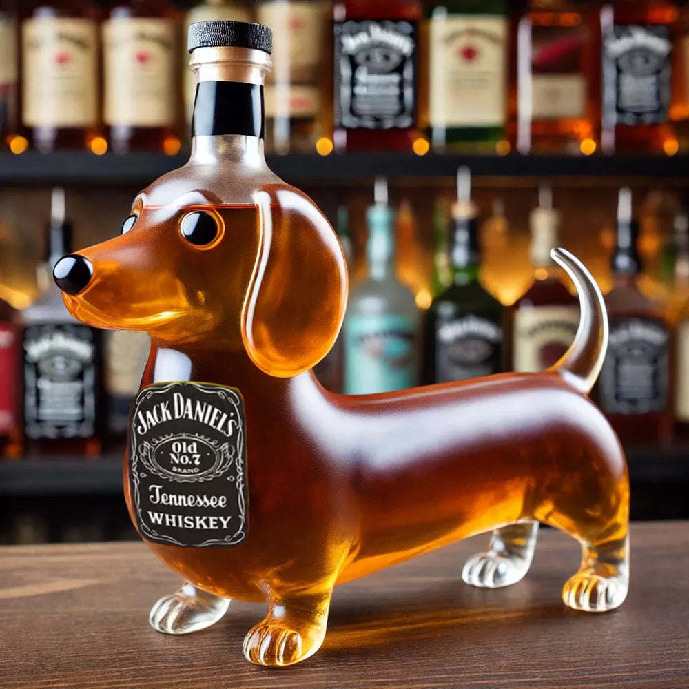 Cão Salsicha Garrafa de Whisky