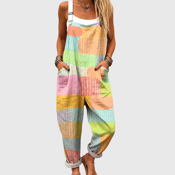 Udoben pastelni patchwork kombinezon