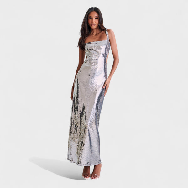 Prata Cintilante - Vestido de Gala de Noite