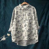 Iva - Camisa Casual com Estampa de Cão Fofa