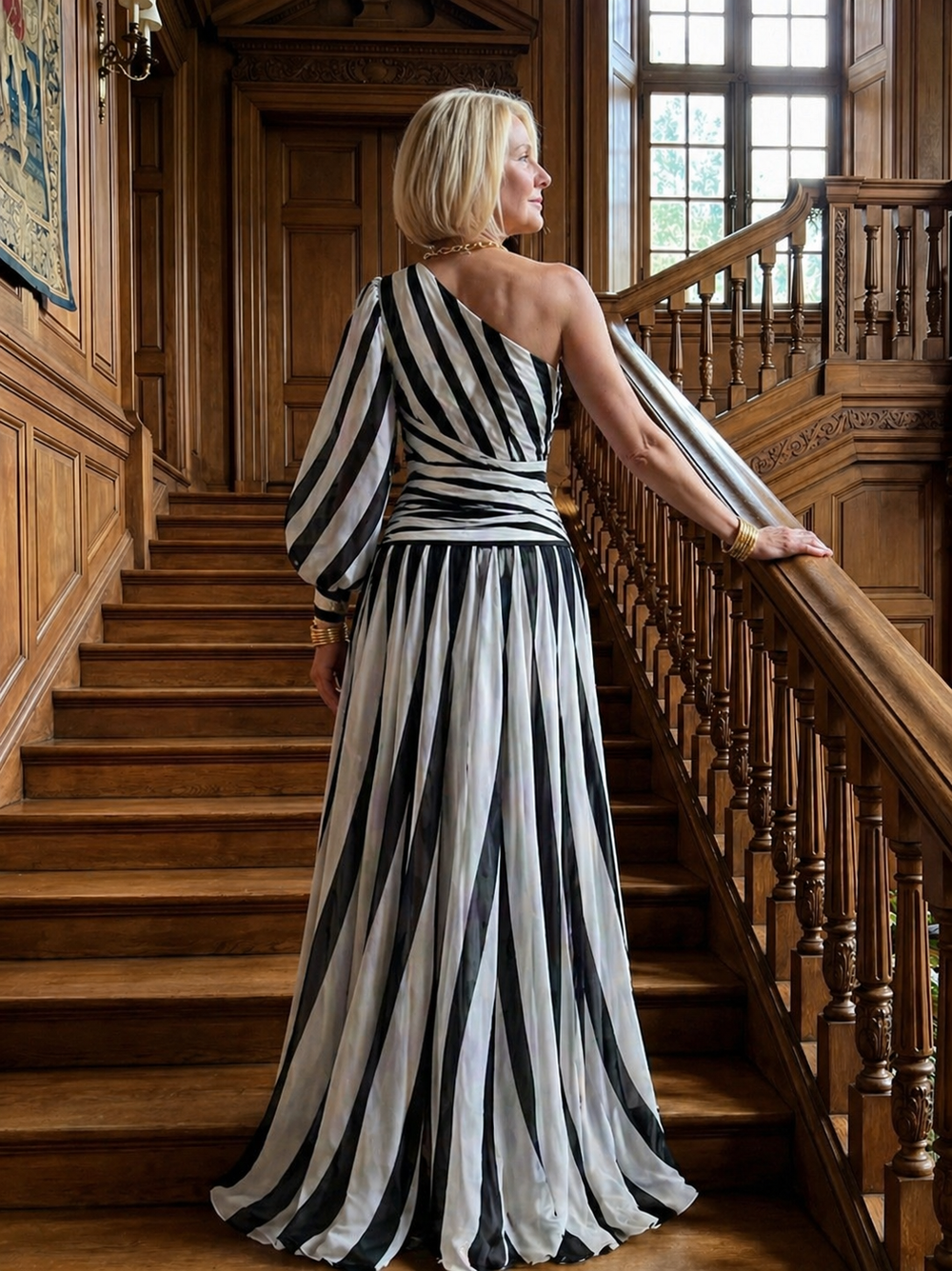 Adelaide | Vestido Comprido Fluido de Um Ombro