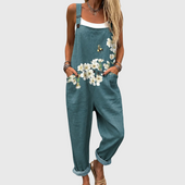 Sproščen vrtni kombinezon s cvetličnim vzorcem