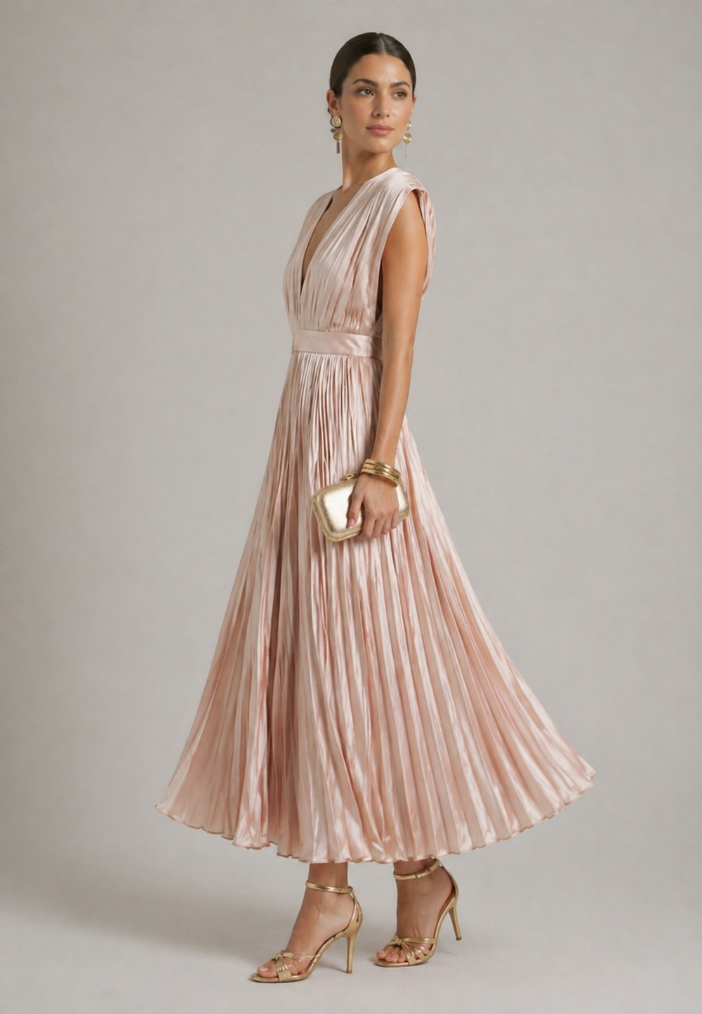 Estela | Vestido Midi Plissado Elegante