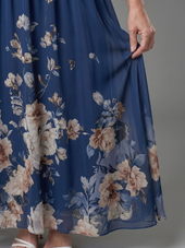 Daniela | Vestido Midi sem Mangas com Barra Floral
