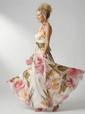 Antónia | Vestido Comprido Floral com Decote Halter