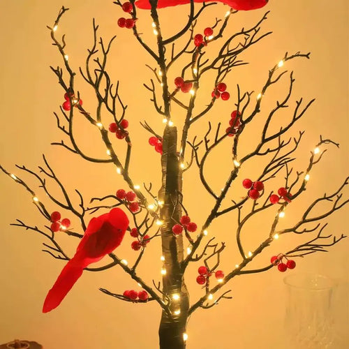 Árvore Luminosa com Cardeais