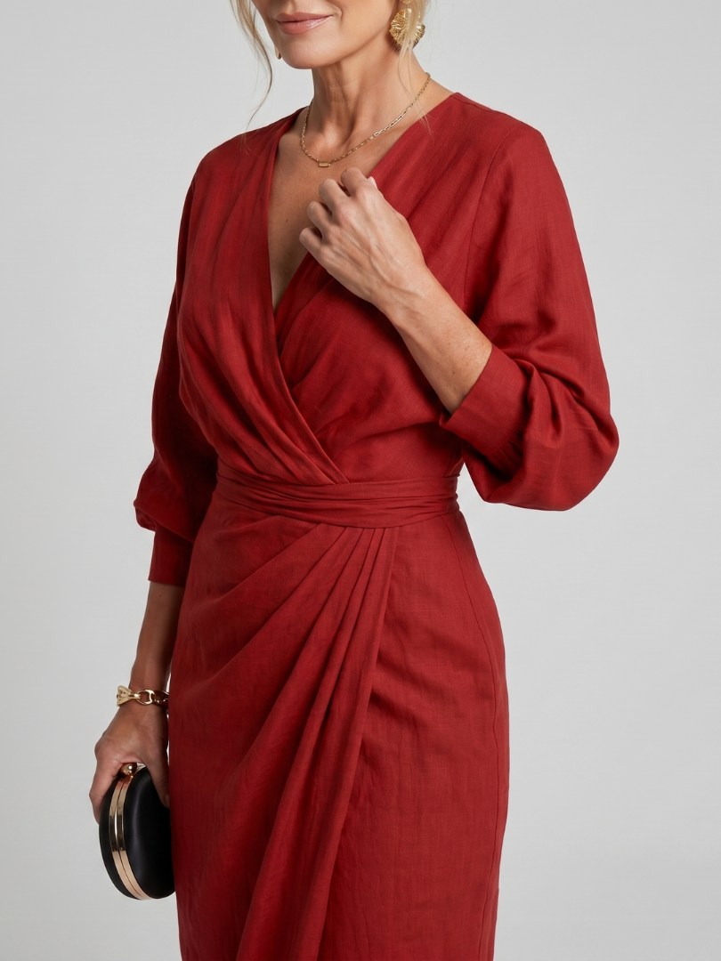 Sónia | Vestido Midi Traçado Drapeado