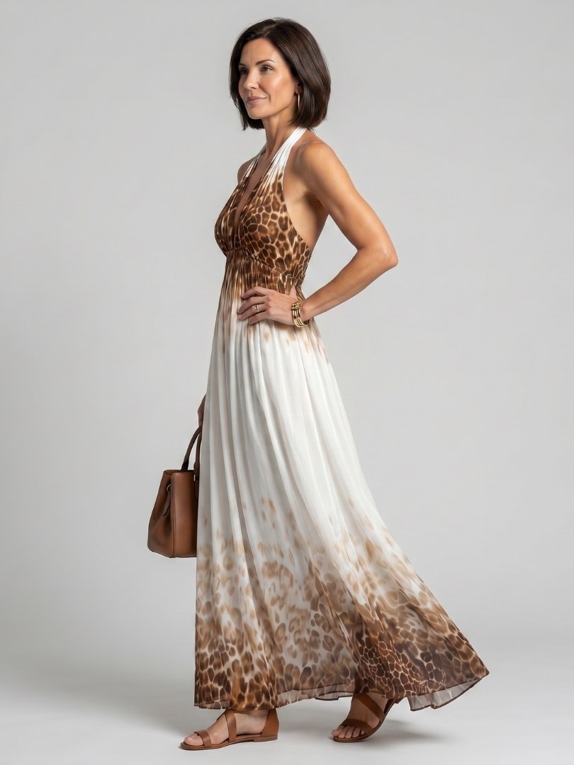 Sofia | Vestido Comprido Fluido com Decote Halter