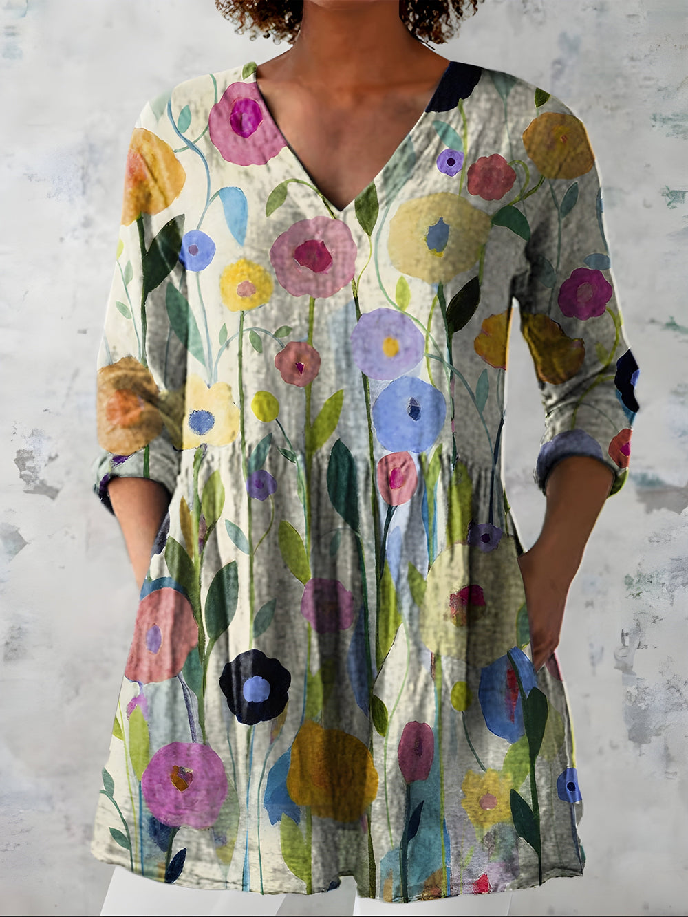 NELLIE | Dolga bluza z V-izrezom