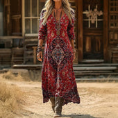 Maria - Vestido Casual de Manga Longa com Inspiração Vintage