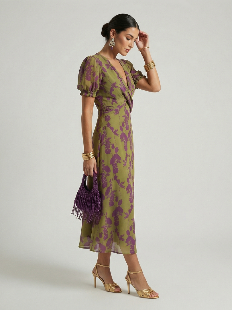 Clarisse | Vestido Midi Floral Descontraído
