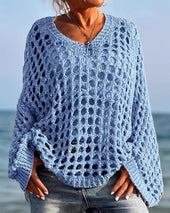 Ažurni pulover z dolgimi rokavi