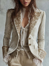 Cristina | Blazer de Alfaiataria Marfim Bordada
