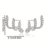 Elegante Strass Dreikrallen Ohrringe