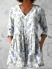 LENORA | Dolga bluza z V-izrezom