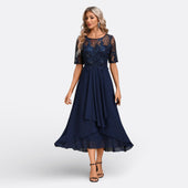 Mariana - Vestido de Renda e Manga Curta