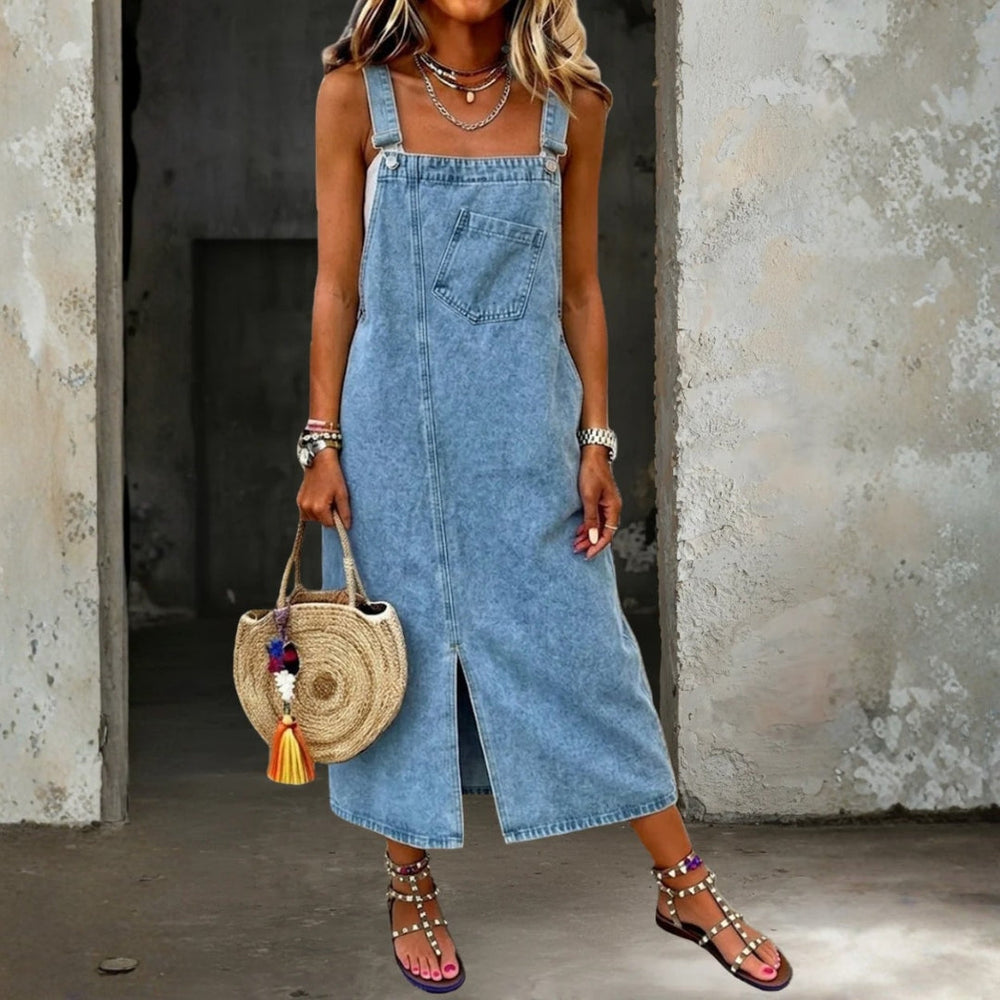 Susana - Vestido de Ganga Casual de Alças