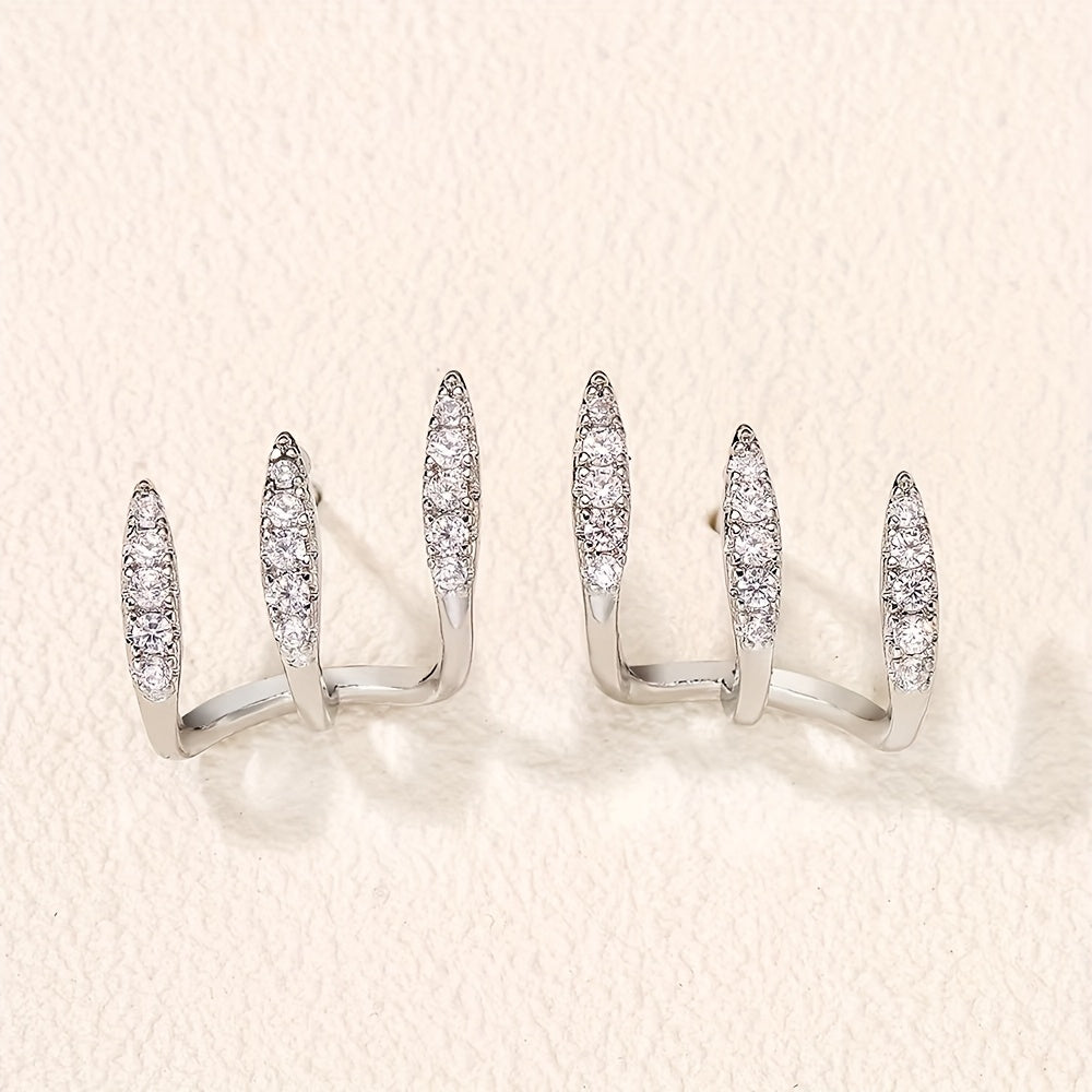 Elegante Strass Dreikrallen Ohrringe