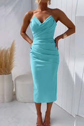 Elisa | Vestido Midi Drapeado Cai-Cai