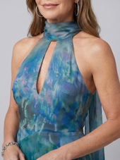 Evelina | Vestido Comprido Halter com Abertura no Decote