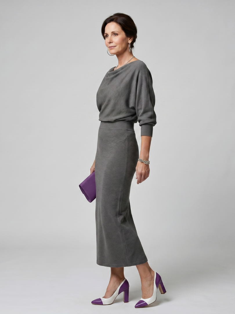 Benedita | Vestido Midi com Decote Drapeado
