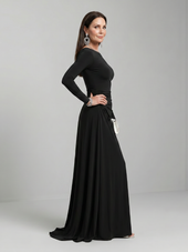 Celeste | Vestido Comprido Fluido com Decote Barco