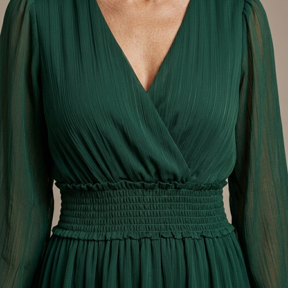 Ana - Vestido de chiffon com decote em V