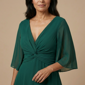 Lúcia - Vestido de chiffon com decote em V
