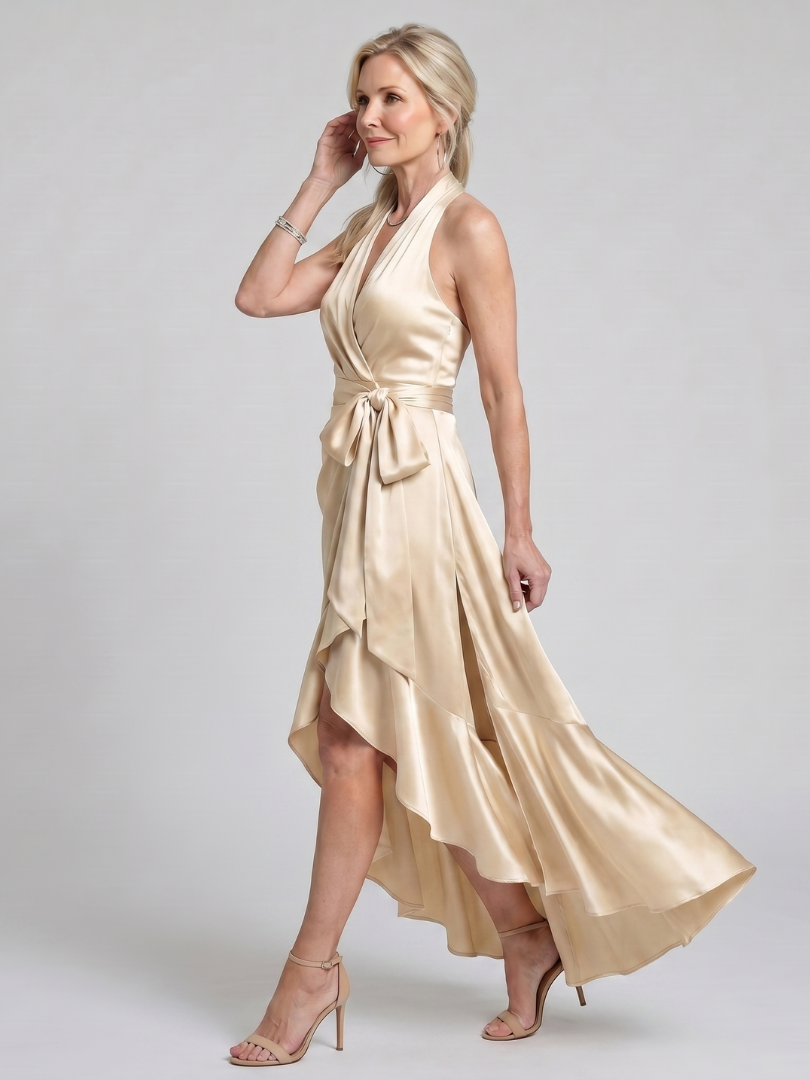 Dulce | Vestido Midi Traçado com Decote Halter