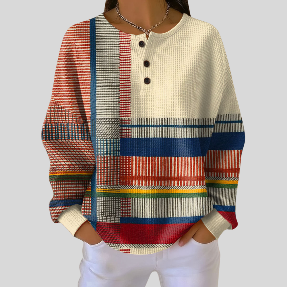Conceição | Sweatshirt Henley Multicolor em Favo